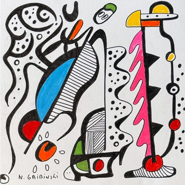 Inner Orbit — Small Abstract Figurative Drawing (8 X 8 In, 2025) For Sale