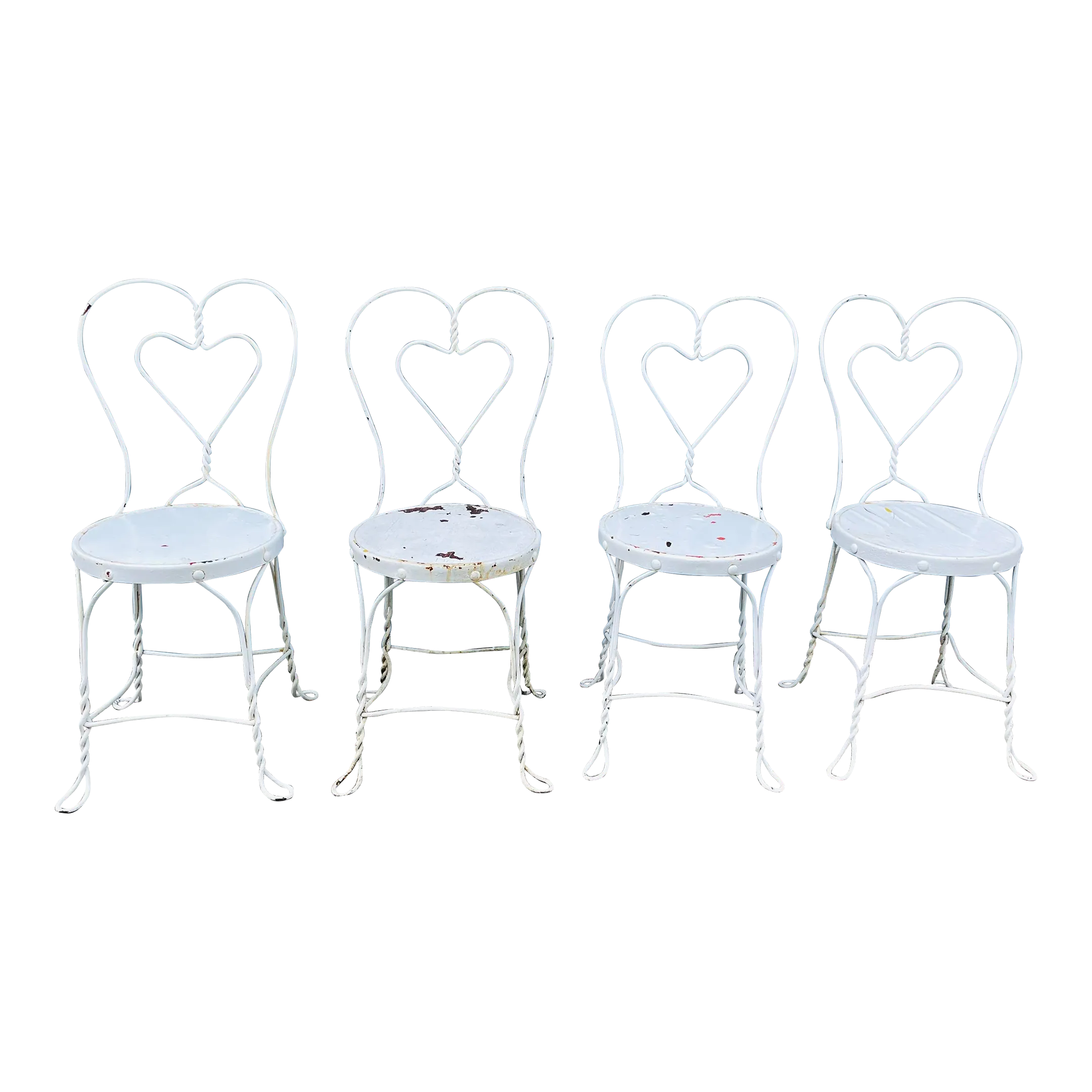 Vintage Twisted Iron 1950's Ice Cream Parlor Chairs a Set of 4