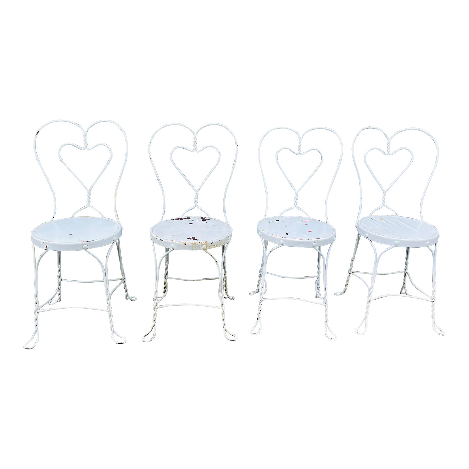 Vintage Twisted Iron 1950's Ice Cream Parlor Chairs a Set of 4
