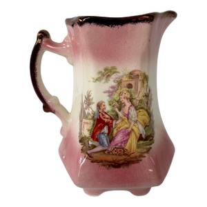 1900s Staffordshire-Style Ironstone Milk Jug With Fragonard Courting Couple – 6”