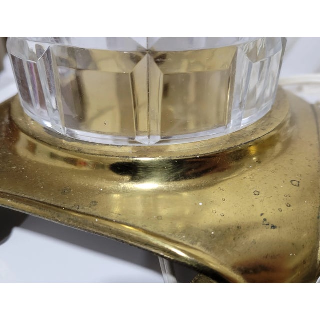1960s Regency Signed Dresden Crystal and Brass Table Lamps - a Pair For Sale - Image 6 of 12