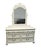 Victorian Lexington Furniture Off White Painted Traditional Victorian Style 56" Double Dresser W. Swivel Mirror 509-222 / 509-207 For Sale - Image 3 of 14
