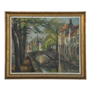 Framed Oil on Canvas by Léon Mechelaere (1880-1964) 'Pont De L’Hydromel'