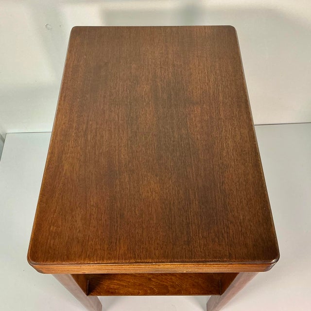 1930 Vintage Boho Chic Art Deco Wood Side Table, 2 Tier. For Sale - Image 14 of 16