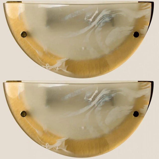 Metal Murano Brass and Glass Wall Light attributed to Egon Hillebrand for Hille, 1975 For Sale - Image 7 of 12