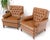 Pair of Chesterfield Style Leather Chairs W/ Ottomans Brown to Tan For Sale - Image 15 of 15