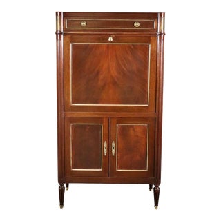 Directoire Style Mahogany and Brass secretary Aabatant Leather Desk Surface For Sale