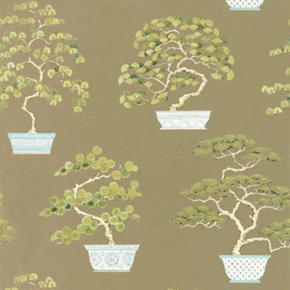 Sanderson Penjing Wallpaper in Green For Sale