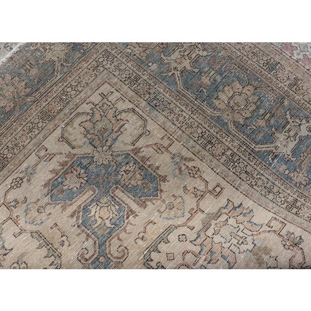 Large Vintage Tabriz Rug in Light Blue and Earth Tones 10' X 12'4 For Sale - Image 12 of 12