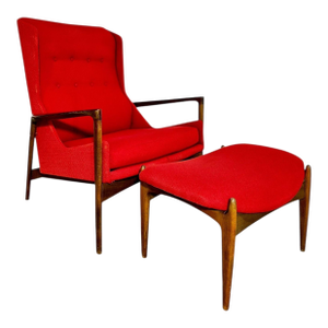 Ib Kofod-Larsen Lounge Chair and Ottoman, Denmark 1960