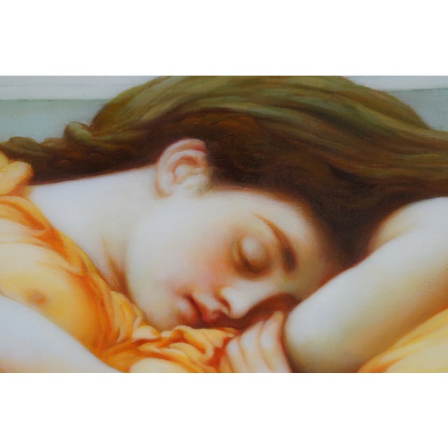Mid 20th Century Mid 20th Century Flaming June Classical Aesthetic Oil Painting After Lord Frederic Leighton 43" For Sale - Image 5 of 12