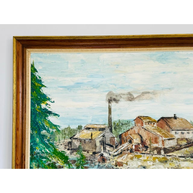 1960s Vintage 1960s Impressionist Framed Grist Mill Oil Painting For Sale - Image 5 of 8