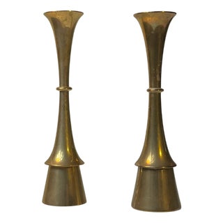 Vintage Candleholders in Brass by Jens Harald Quistgaard, 1960s, Set of 2 For Sale