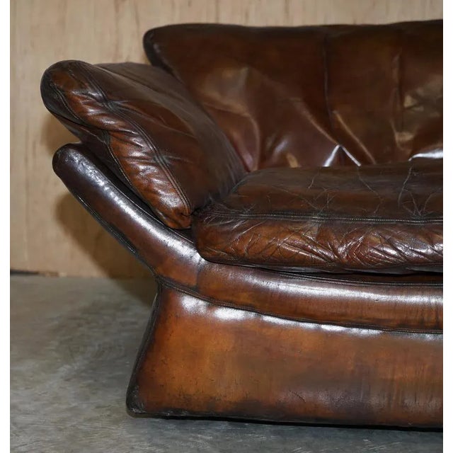 Low Mid-Century Modern Brown Leather Sofa For Sale - Image 13 of 17