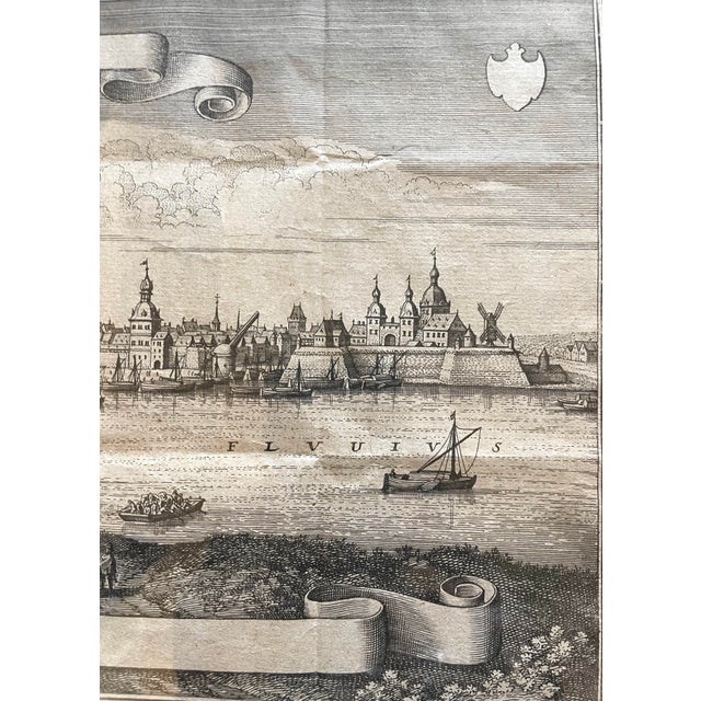 17th Century Antique Engraving of Düsseldorf Rhine River by Matthäus Merian the Elder From Topographia Germanaie 1647 For Sale - Image 5 of 10