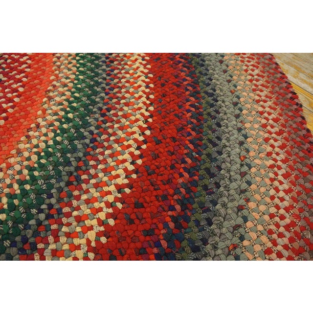 1930s Multicolor Folk Art Antique Oval American Braided Rug 6'10" X 9'2" Cotton Carpet For Sale - Image 12 of 15