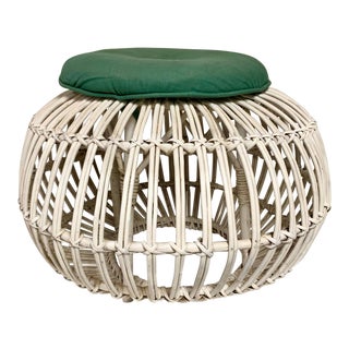 1960s Rattan Ottoman Att. To Albini For Sale