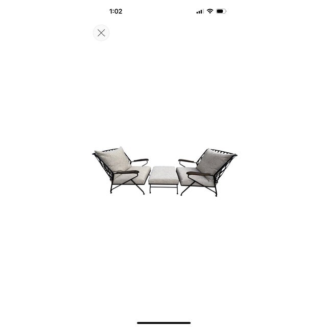 1950s Pair of Italian Maurizio Tepestini Wrought Iron Chairs and Ottoman For Sale - Image 14 of 14