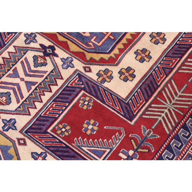 Shabby Chic Tribal Shirwan Red/Beige Wool Rug - 4'7''x6'2'' For Sale In New York - Image 6 of 10