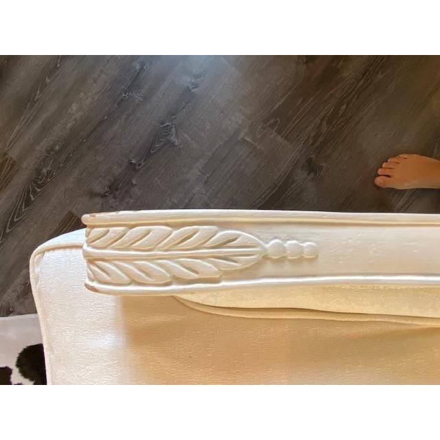 Vintage White Sectional with Carved Wood Frame For Sale - Image 9 of 10