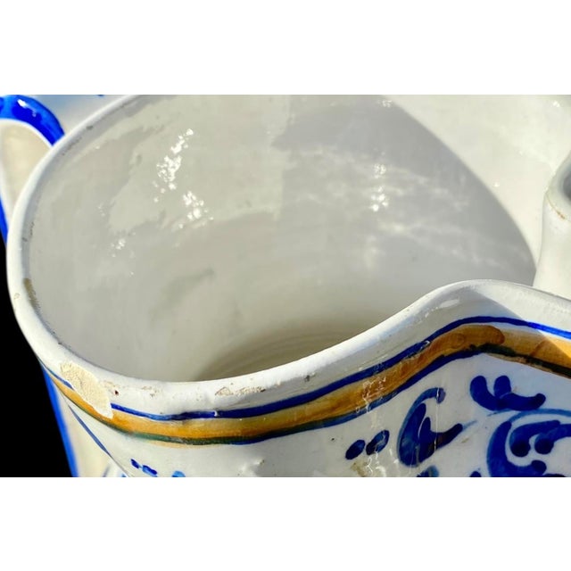Blue An Antique Italian Glazed Pottery Jug From the Montelupo Fiorentino Factory For Sale - Image 8 of 18
