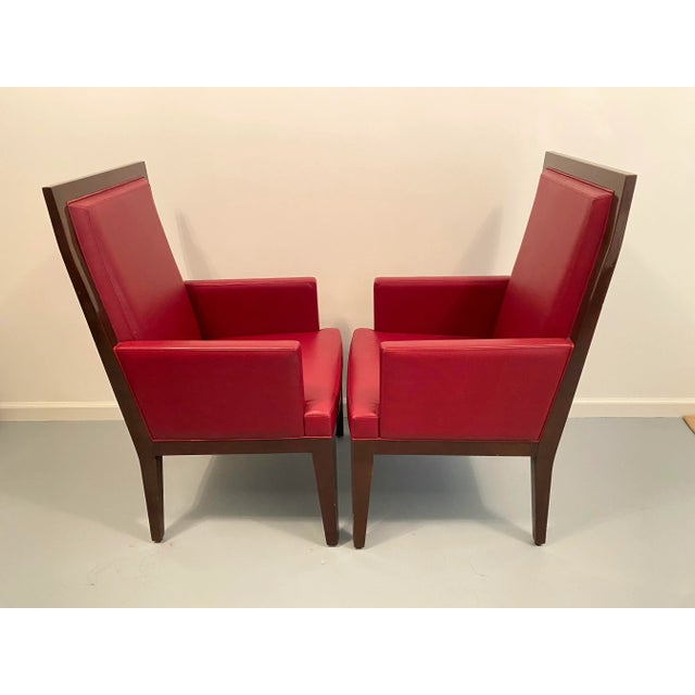 Holly Hunt 1980s Red Leather Dinning Chairs Set of 8 For Sale - Image 10 of 13