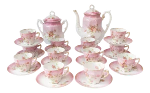 Antique French Coffee Service for 11, 1900s, Set of 24