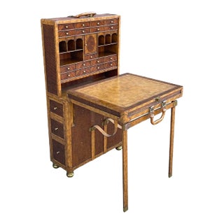 1950s Maitland Smith Vintage Trunk Convertible Fold Out Writing Desk Designed by Provasi For Sale