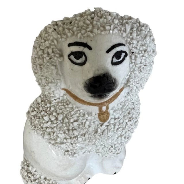 Pair of Miniature English Staffordshire Poodle Figurines, 1950s, 3ʺ Tall For Sale - Image 9 of 11
