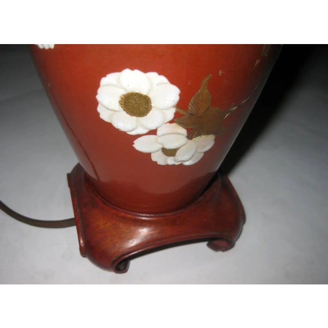 Light Pink 19th century Satsuma Porcelain Vase Table Lamp For Sale - Image 8 of 10