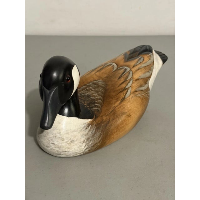 Vinatge MCM Wooden Bird Factory 13" Hand Carved Painted Decoy Canadian Goose For Sale In Orlando - Image 6 of 7