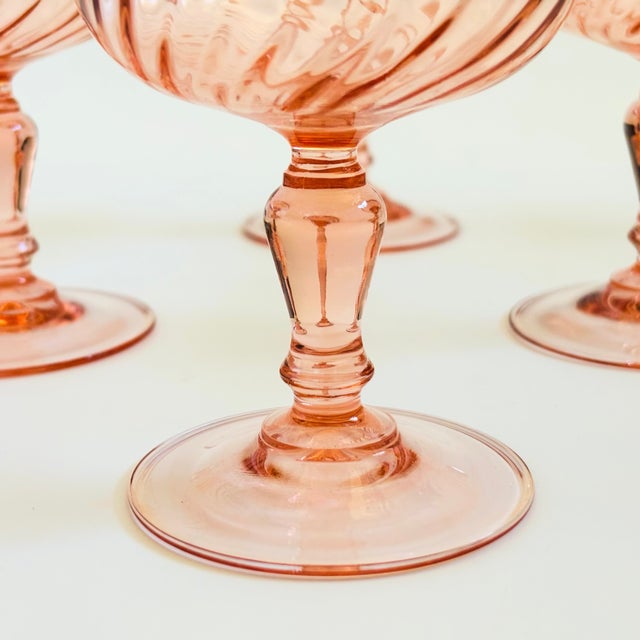 Pink Swirl Coupe Glasses - Set of 6 - France For Sale In San Francisco - Image 6 of 9