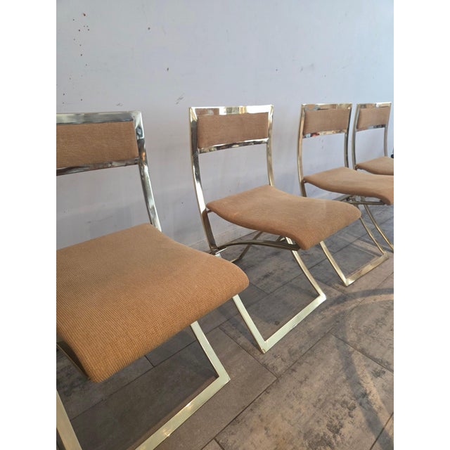 1970s Luisa Brass Folding Chairs and Table by Marcello Cuneo, 1970s, Set of 5 For Sale - Image 5 of 11