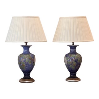 1950s Pair of Royal Doulton “Rose” Lamps For Sale