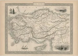 Antique Map of Asia Minor by J. Tallis, 1851