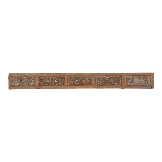 Antique Hand-Carved Asian Wood Panel For Sale