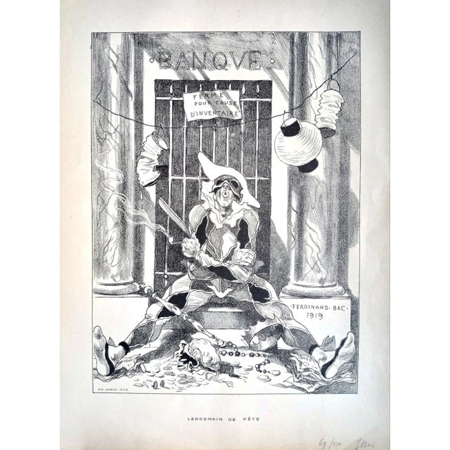 Ferdinand Bac, Lendemain de la Fête/Praise of Foly, Lithograph, 1919 For Sale - Image 3 of 3