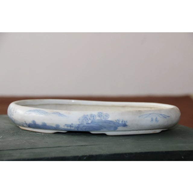 Blue and White Porcelain Bonsai Pot, 1950s For Sale - Image 13 of 13