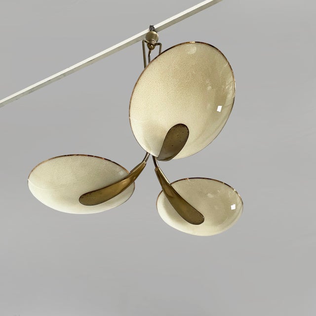 Gold Mid-Century Modern Italian Chandelier in Glass and Brass, 1950s For Sale - Image 8 of 18