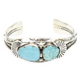 Late 20th Century Southwestern Navajo Turquoise and Sterling Silver Cuff Bracelet by Delbert Chatter For Sale