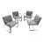 2003 Set of 4 Mies Van Der Rohe for Knoll Flat Bar Brno Arm Chairs Grid Fabric Pattern For Sale