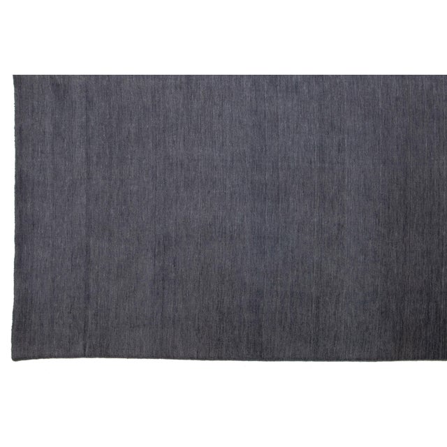 2020s Apadana's Modern Handmade Gabbeh Plush Wool Rug in Gray For Sale - Image 5 of 11