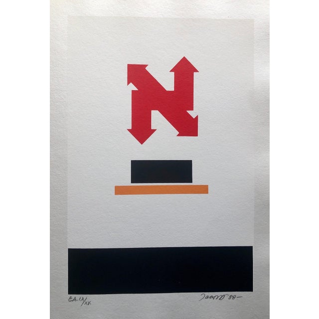 Jozsef Jakovits, Surrealist Abstract Hebrew Aleph Pop Art Silkscreen Judaica Jewish Serigraph, 1988 For Sale