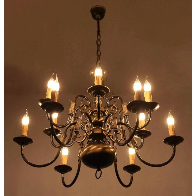 Flemish 2-Tier Chandelier with Fish For Sale - Image 4 of 5