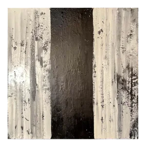 Lynn Basa Encaustic Black and White Stripe Panel "Three Ways of Looking Black"