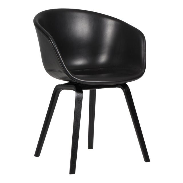 Dining Chairs Model AAC22 in Black Stained Oak and Black Silk Aniline Leather from Hay For Sale