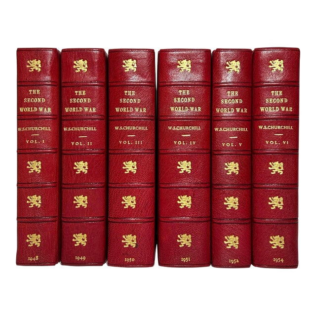 Mid 20th Century Finely Bound Volume Set, Winston Churchill's the Second World War, 1st Uk Edition - 6 Books For Sale