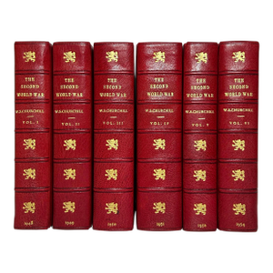 Mid 20th Century Finely Bound Volume Set, Winston Churchill's the Second World War, 1st Uk Edition - 6 Books