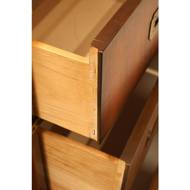 Lane Furniture Lane Campaign Style Walnut Chest Of Drawers For Sale - Image 4 of 18