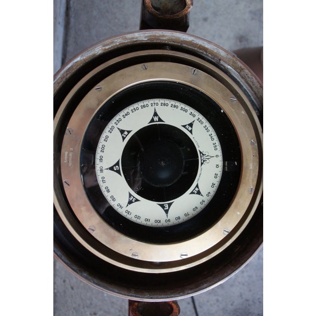 Antique W. Hartmann Oak & Copper Ships Binnacle Nautical Maritime Compass For Sale - Image 11 of 13